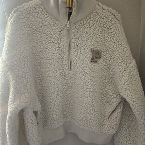 Cozy White Sherpa Pullover Sweater